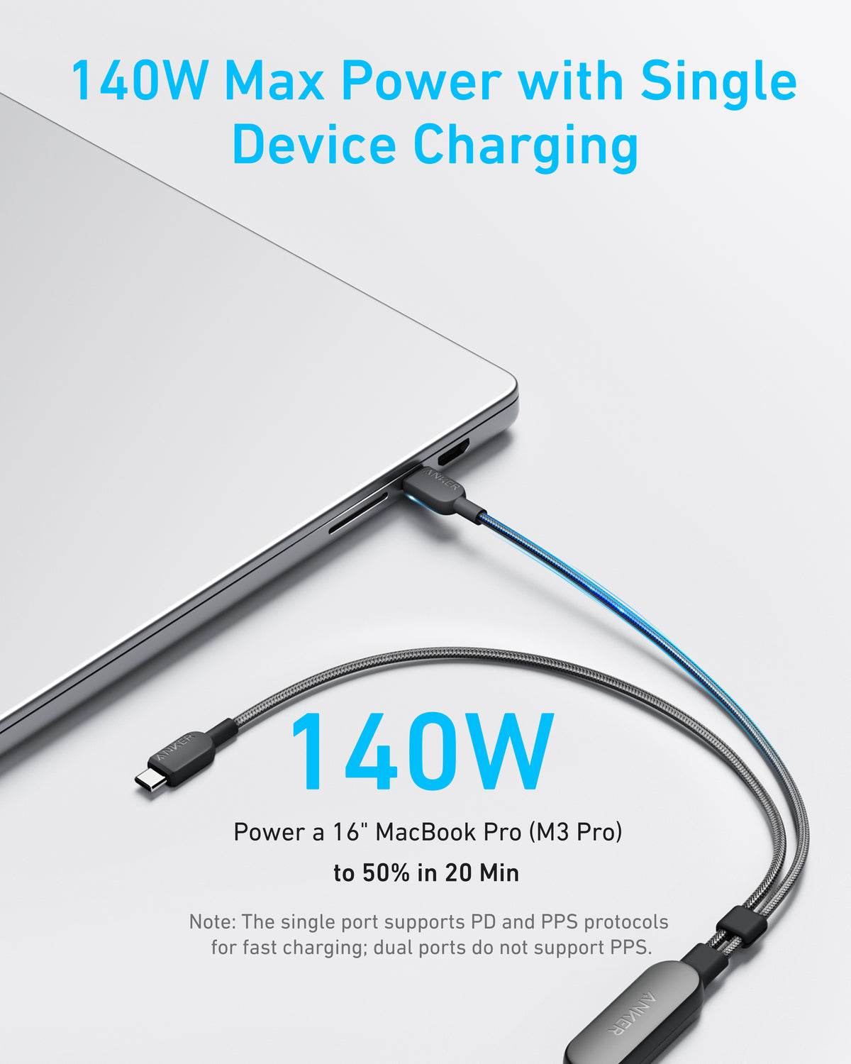 Anker USB C Cable, 6 ft/1.8m 2-in-1 Type C Cable