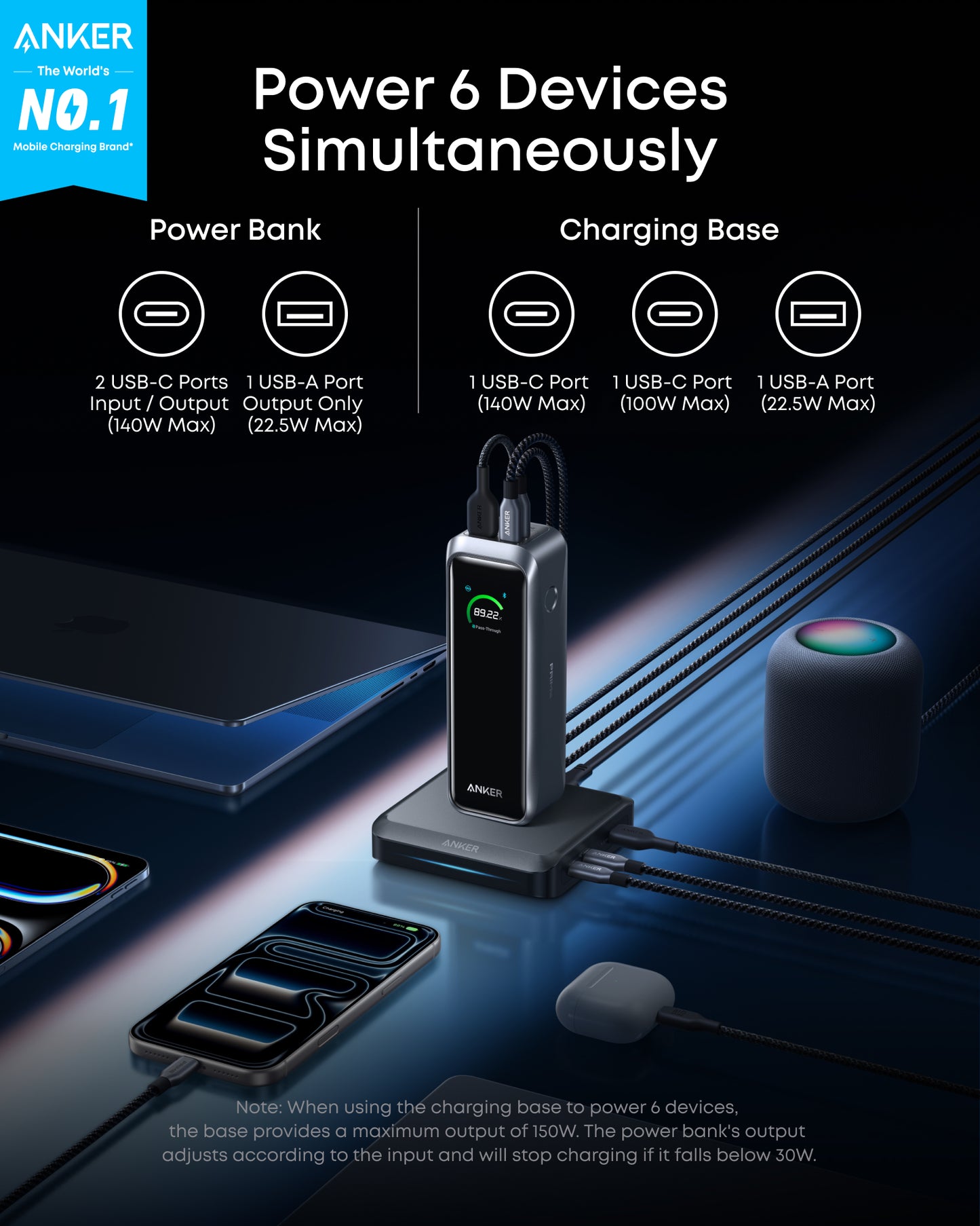 Anker Prime Power Bank (20K, 220W) with Charging Base