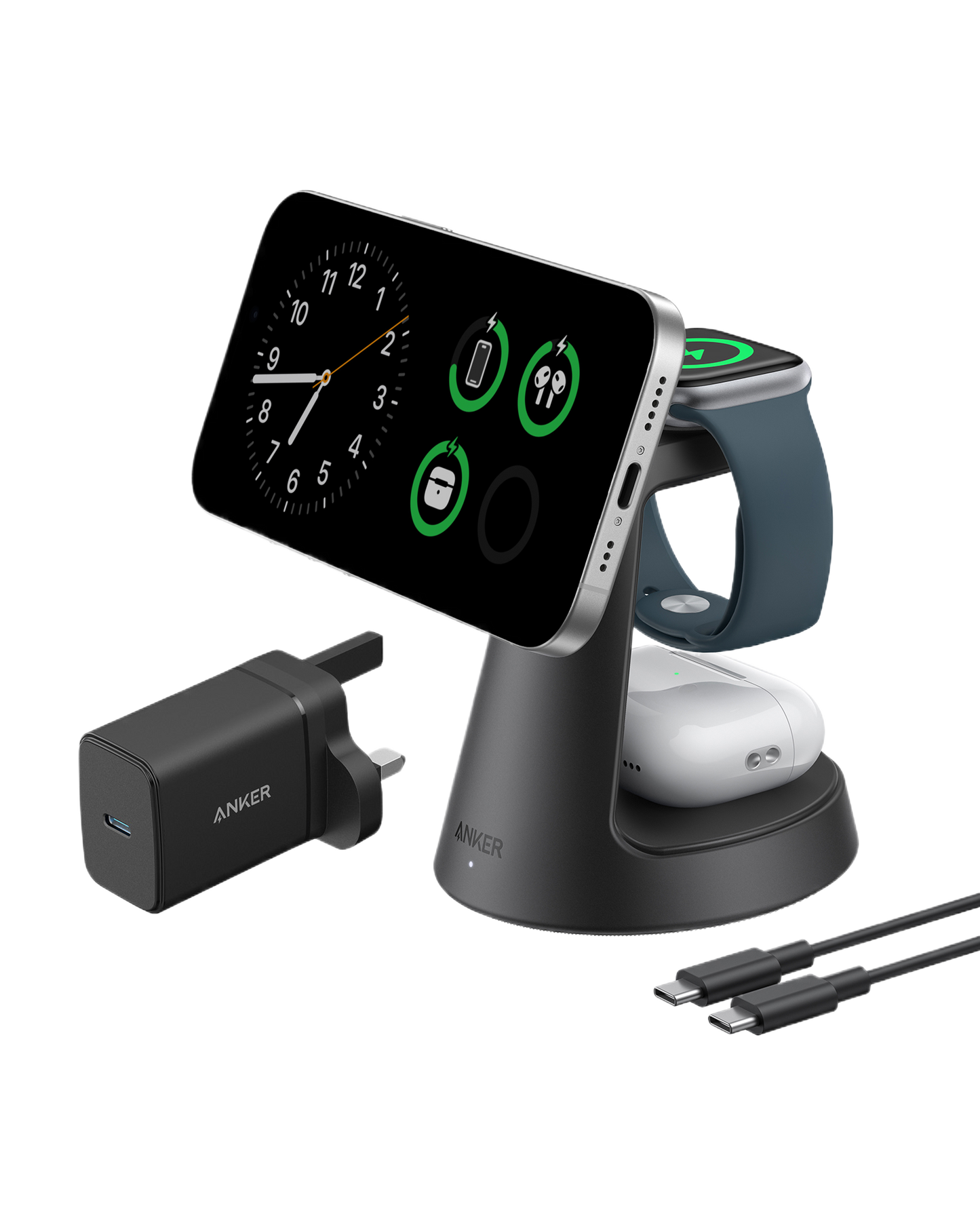 Anker MagGo Wireless Charging Station (3-in-1, Dock Stand)