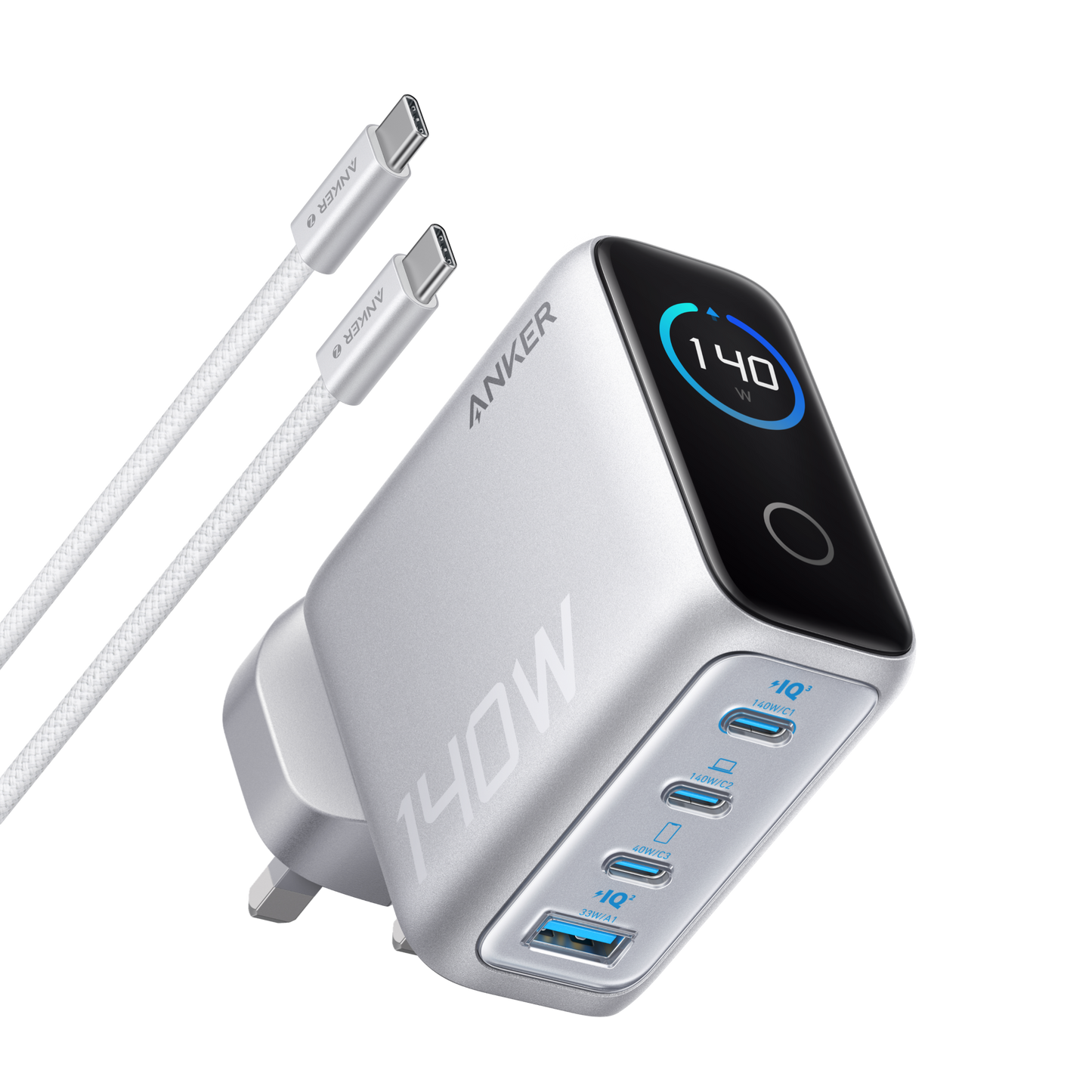 Anker Laptop Charger (140W, 4-Port, PD 3.1) with USB-C Cable