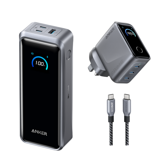 Anker Prime Power Bank (26K, 300W) and Anker Prime Charger (160W, 3 Ports, Smart Display)