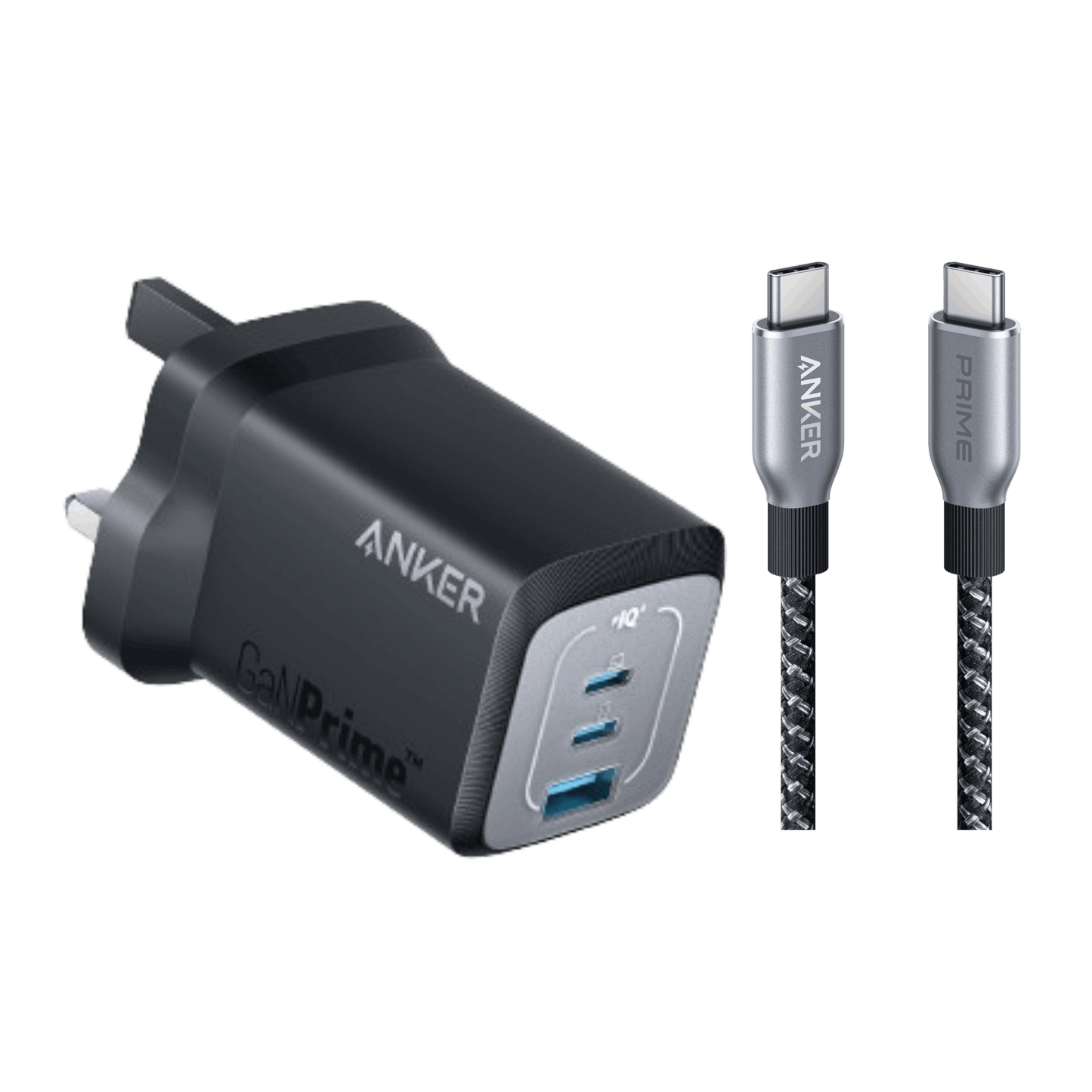 Anker Prime 67W GaN Wall Charger (3 Ports) with Anker Prime USB-C to USB-C Cable (6 ft)