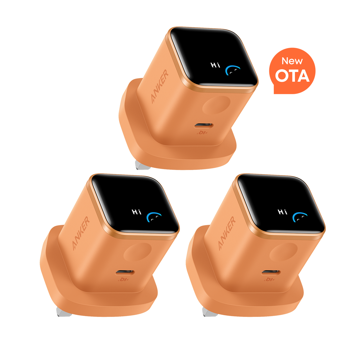 Anker Nano Charger (45W, Smart Display, 3-Pack)