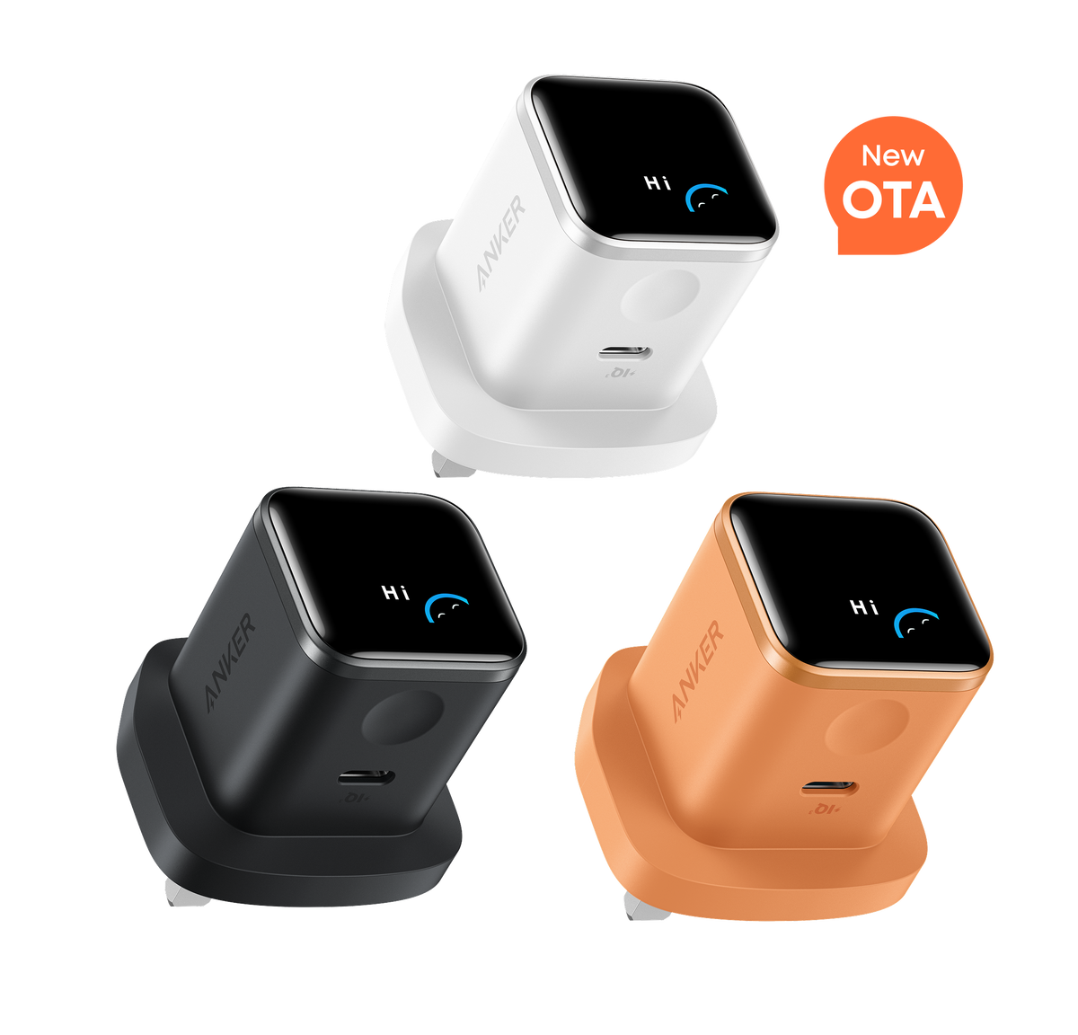 Anker Nano Charger (45W, Smart Display, 3-Pack)