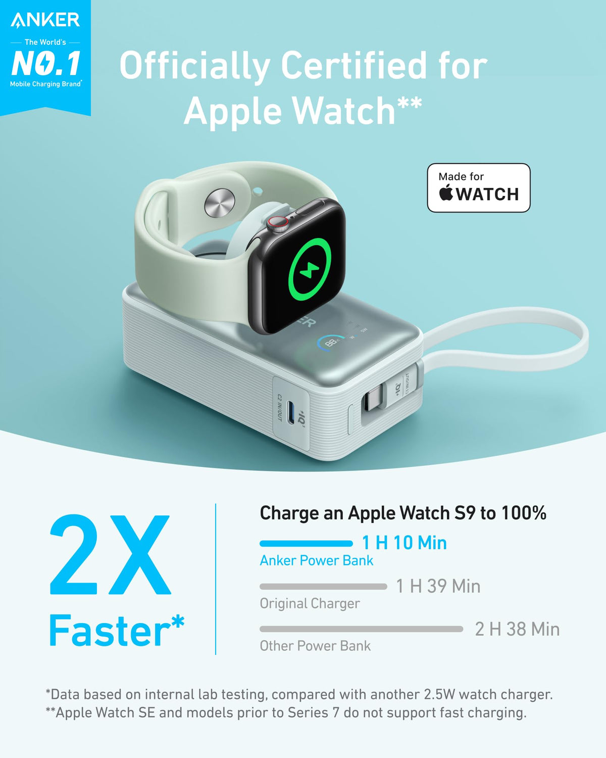 Anker MagGo Power Bank (10K, 35W, For Apple Watch)