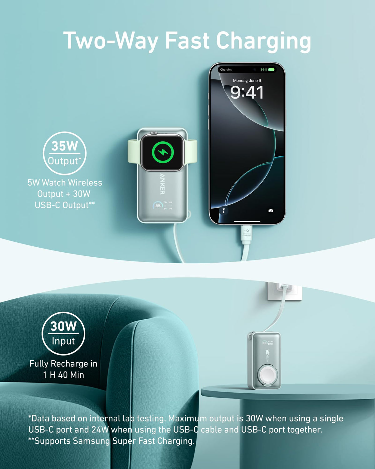 Anker MagGo Power Bank (10K, 35W, For Apple Watch)