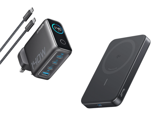 Anker Laptop Charger (140W, 4-Port, PD 3.1) with USB-C Cable + Anker MagGo Power Bank (10K, Slim)