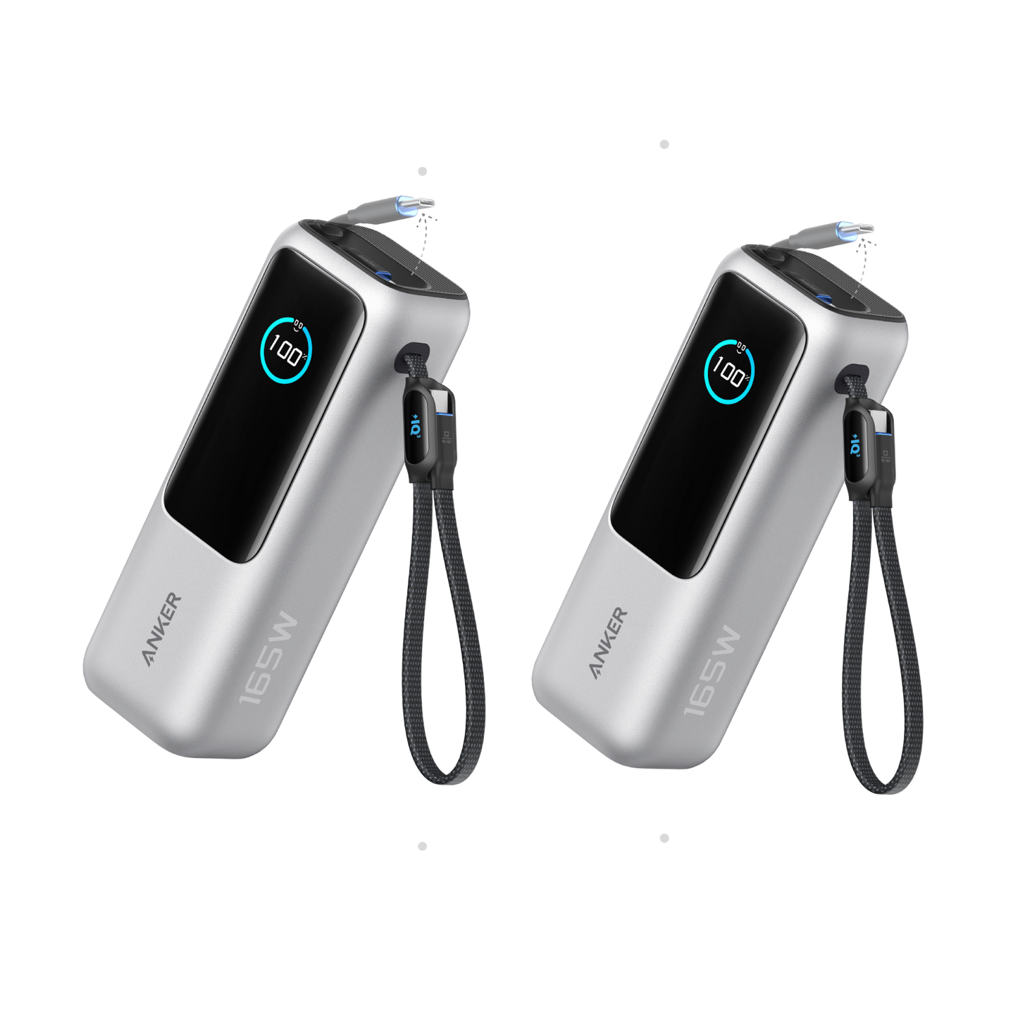 Anker Laptop Power Bank (25K, 165W, Built-In and Retractable Cables) ｜2-Pack