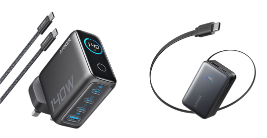 Anker Laptop Charger (140W, 4-Port, PD 3.1) with USB-C Cable + Anker Nano Power Bank (10K, 45W, Built-In Retractable USB-C Cable)