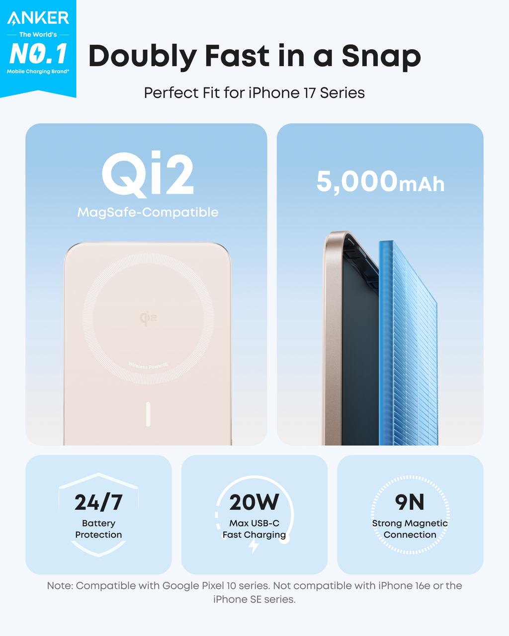 Anker Nano Power Bank (5K, MagGo, Slim)