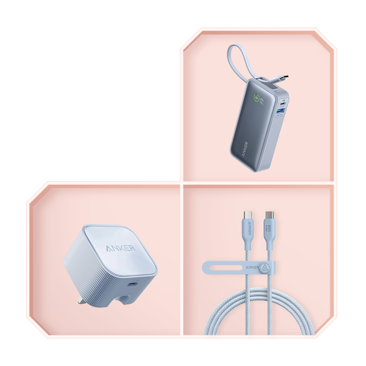 Anker Nano Power Bank, USB-C Wall Charger, and USB-C to USB-C Cable