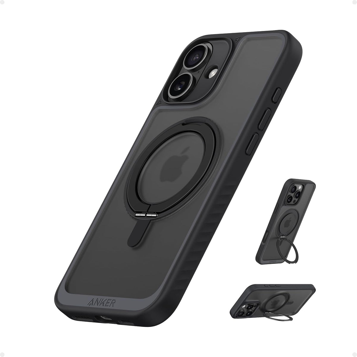 Anker MagGo Magnetic Case with Stand (360° Ring Stand, For iPhone)-Black Stone-iPhone 16 Pro Max